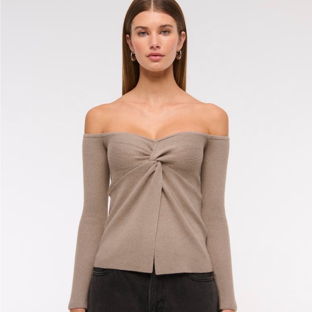 Abercrombie & Fitch Twist Off-Shoulder Knit Sweater Top